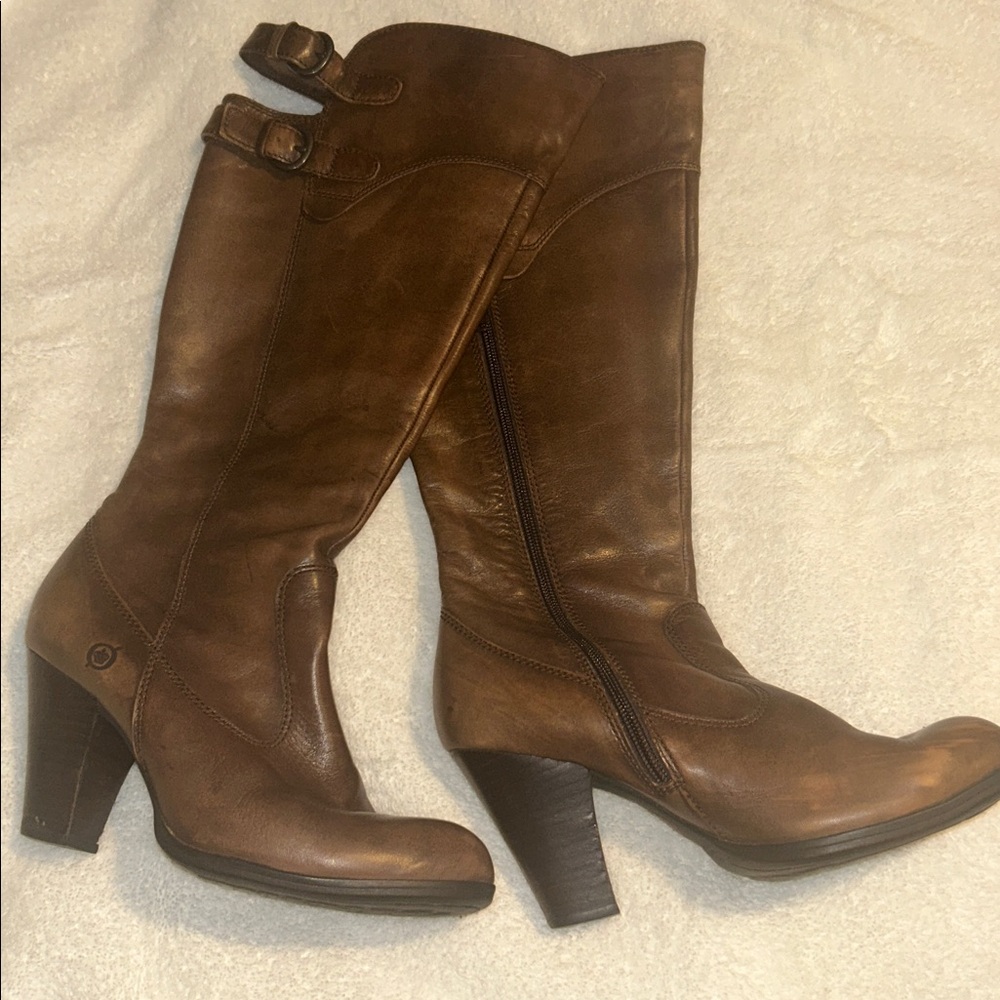 Brown Leather Knee-High Boots